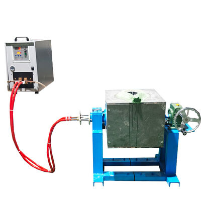 50kg automatic tilting steel shell melting furnace designed with graphite crucible material ensuring melting performance